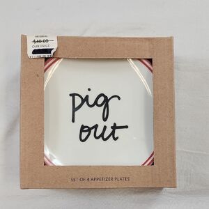 Formation Brands Dining White Appetizer Plates Black Text Set Of 4 Plates NWT